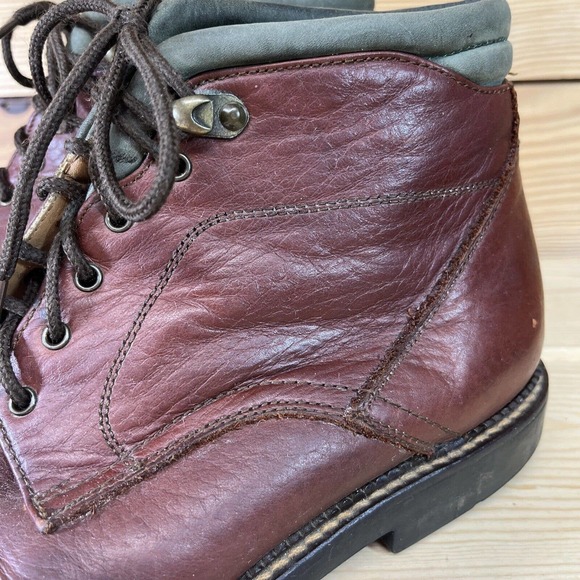 H.S. TRASK & Co Buffalo Hide Boots Mens 8.5 Hand Crafted Brown Green Style 1117 - Picture 9 of 16